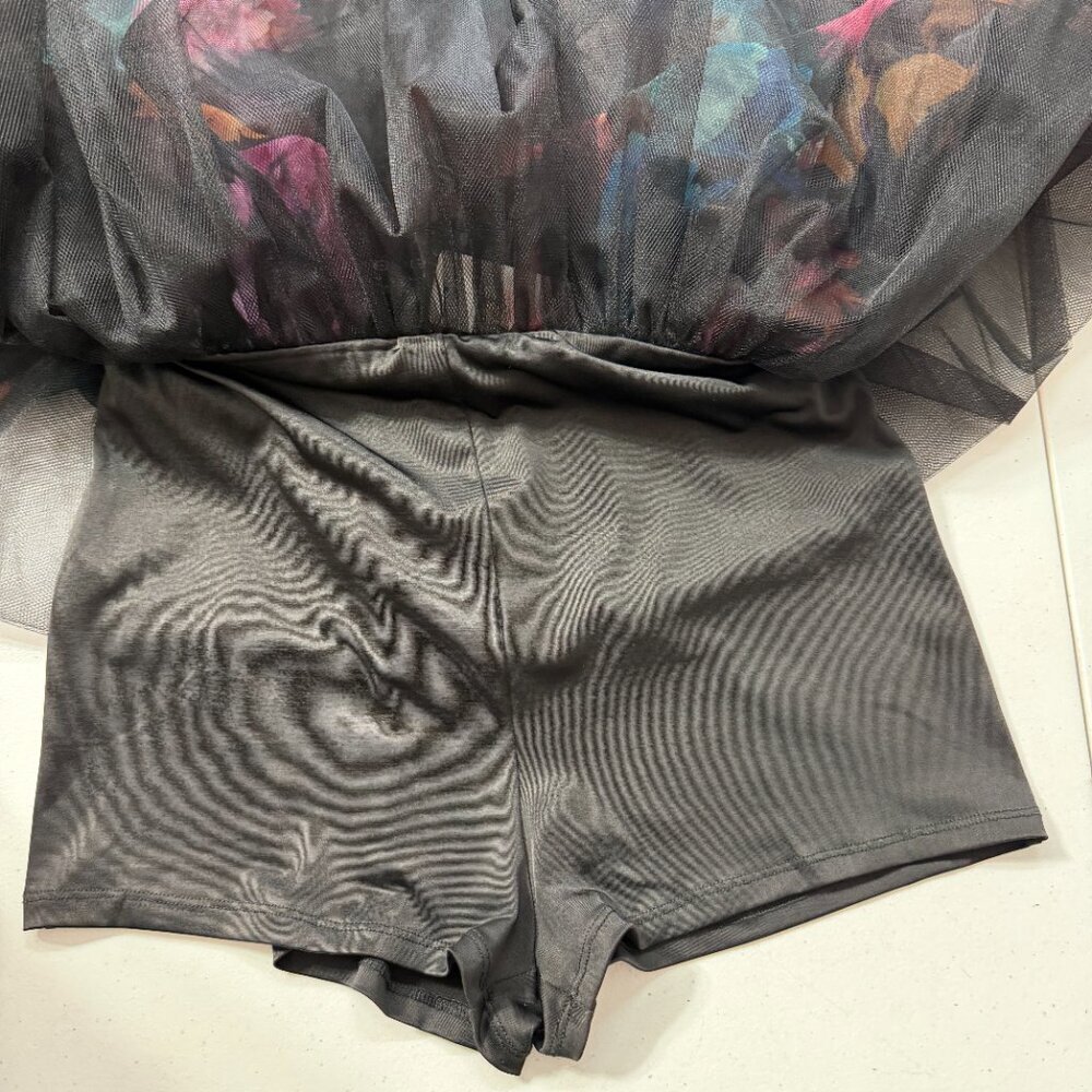 Bebe Floral Mesh Overlay Mini Skirt Skort Women’s Small High Waist Cocktail NWT - Picture 10 of 14